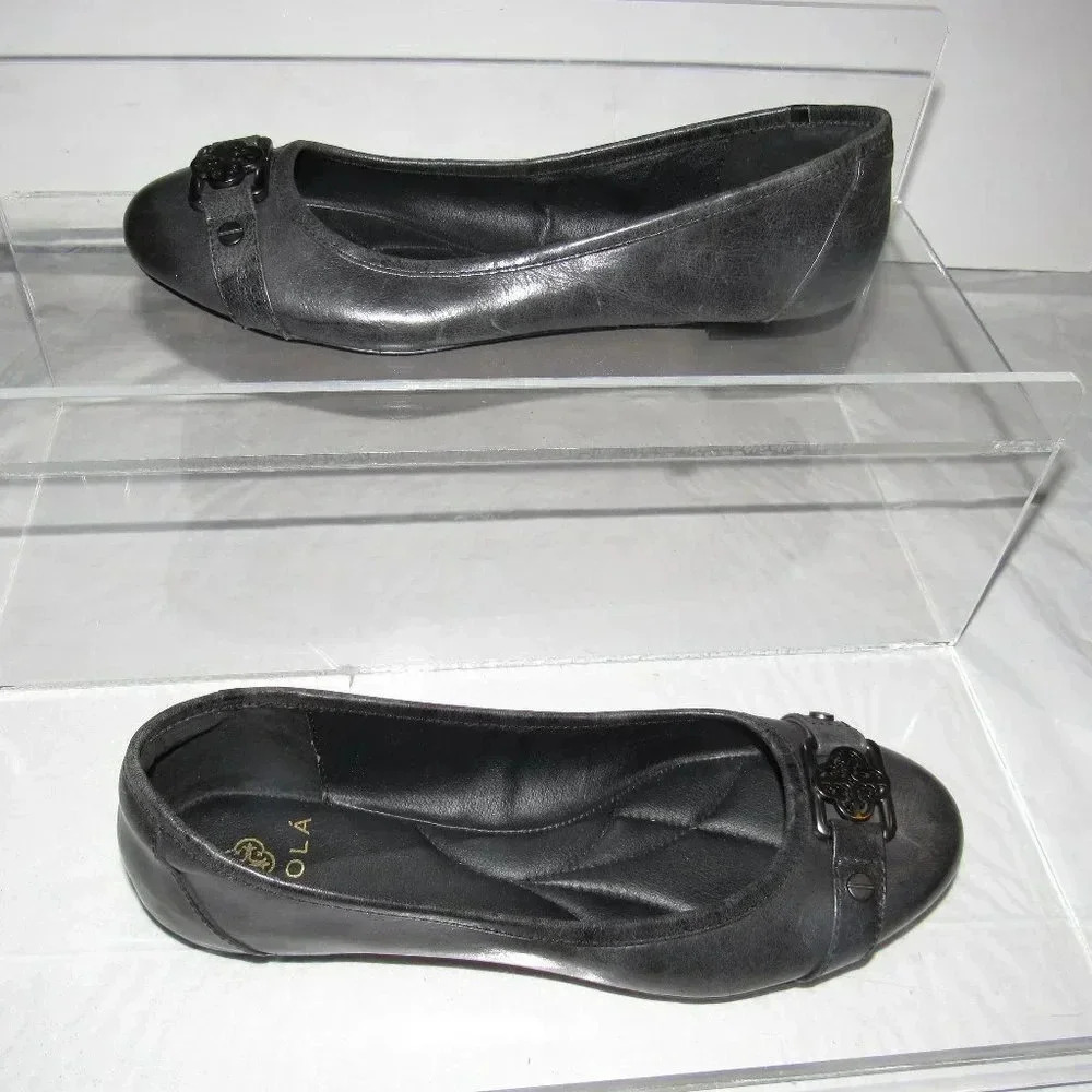 ISOLA Brianne Black Leather Ballet Flats Size 6.5M - Picture 2 of 6